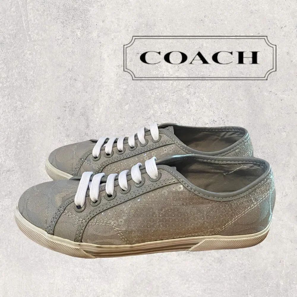 Coach Kameron Grey Fabric Sequin Sneakers 5